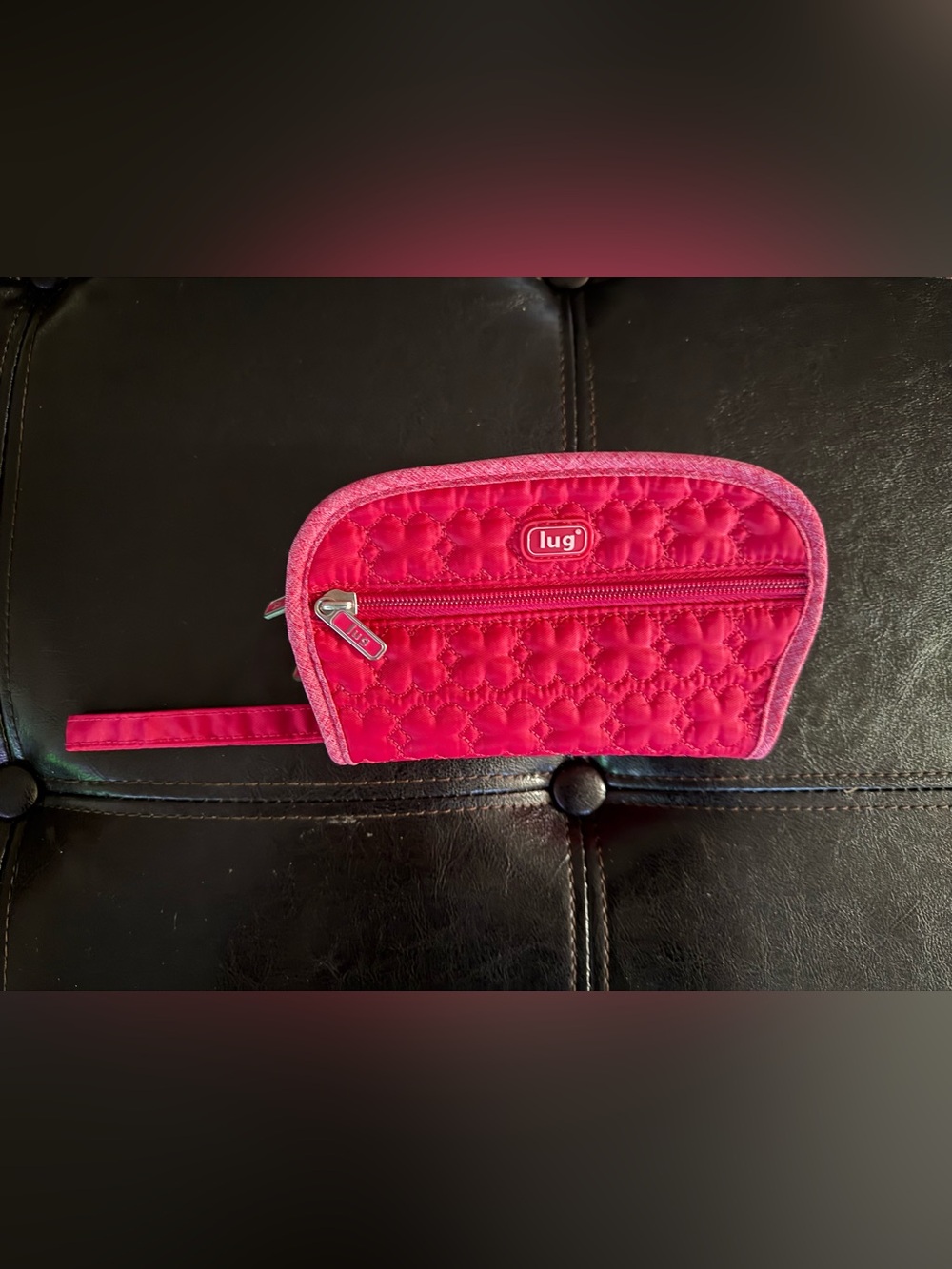 Lug Quilted Bright Pink Jewelry Travel Pouch